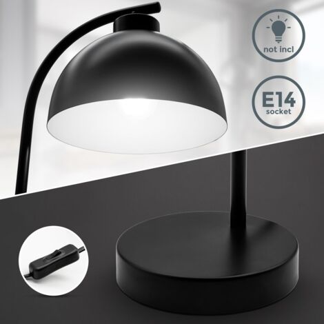 LED Tischlampe Retro Metall Schlafzimmer Tischleuchte Design Schwarz E14 Matt
