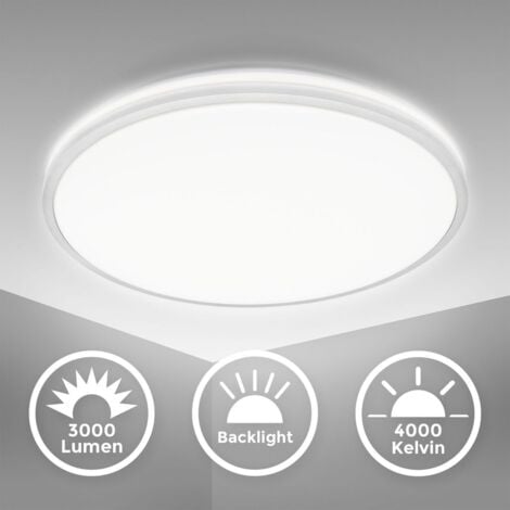 LED Deckenleuchte modern indirekte Beleuchtung Wohnzimmer Deckenlampe  Silber 24W