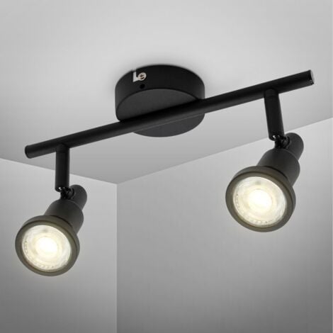Deckenleuchte Bad LED Decken-Strahler Badezimmer-Lampe Schwarz IP44 Spot 2x GU10