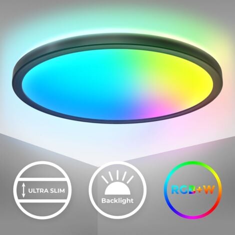 LED Panel 29 cm - 15W, 1850lm, dimmbar, Fernbedienung, RGBW, schwarz