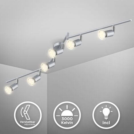LED Deckenlampe Wohnzimmer Metall Decken-Spot 6- schwenkbar GU10 flammig Leuchte