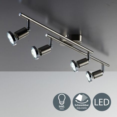 4-flammig Metall Decken-Spot schwenkbar GU10 Deckenleuchte LED Wohnzimmer Lampe