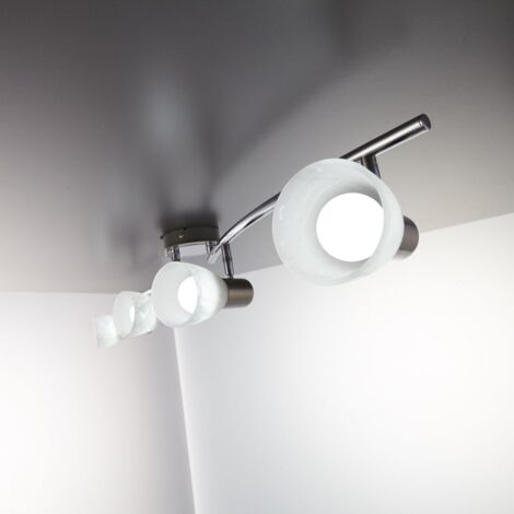 4-flammig Wohnzimmer Leuchte Deckenlampe LED E14 Spot schwenkbar Metall Glas