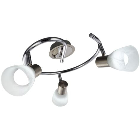 LED Deckenlampe Wohnzimmer schwenkbar E14 Metall Glas Spot Leuchte 3-flammig | Deckenstrahler