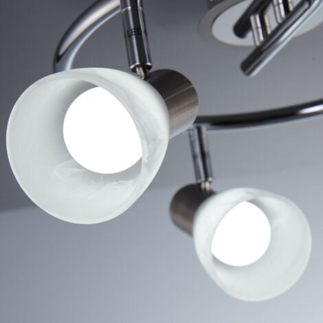 schwenkbar Spot E14 Deckenlampe Metall Glas LED 3-flammig Leuchte Wohnzimmer