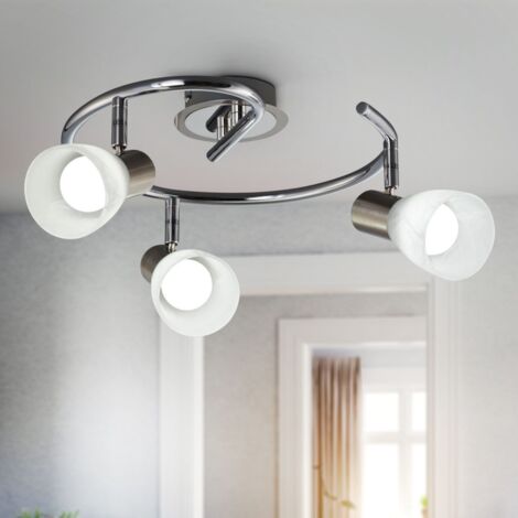 Deckenlampe Metall E14 LED schwenkbar Glas 3-flammig Spot Leuchte Wohnzimmer