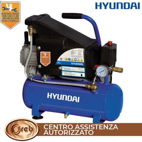 Compressore aria elettrico 6 lt 8 bar 1hp 230v hyundai cod 65602 lubrificato