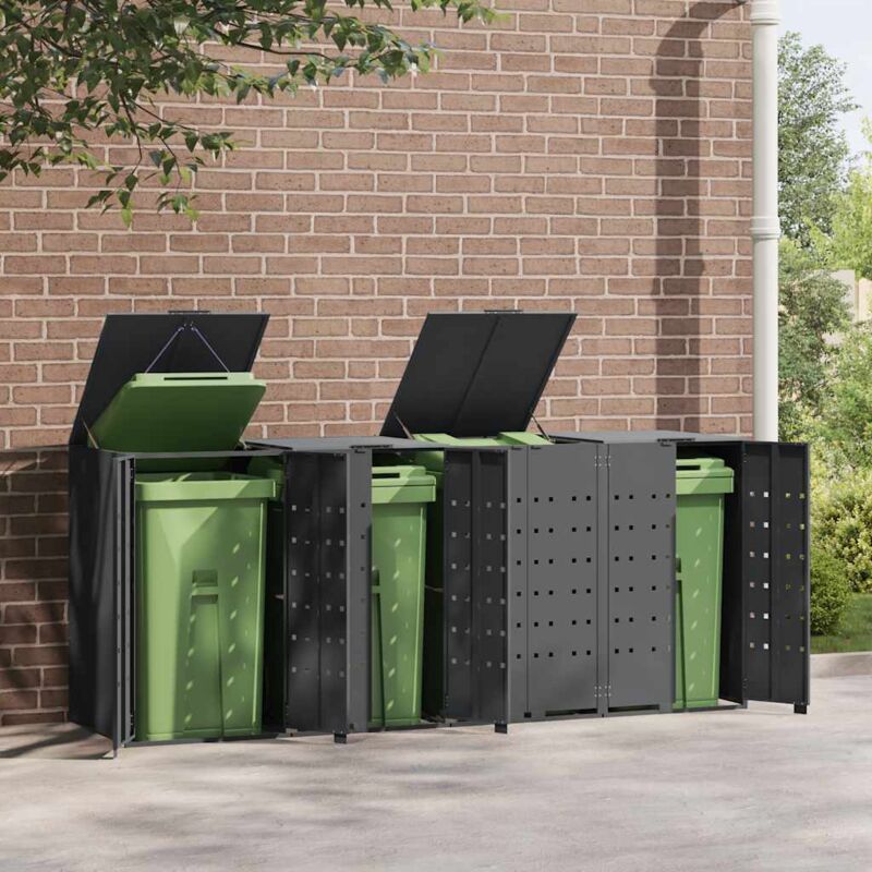 Cobertizo Para Contenedor De Basura 240L - Poliratán Marrón (115x65x80cm)