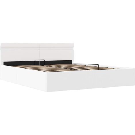 Cama canapé hidráulica con LED sin colchón blanco 180x200 cm