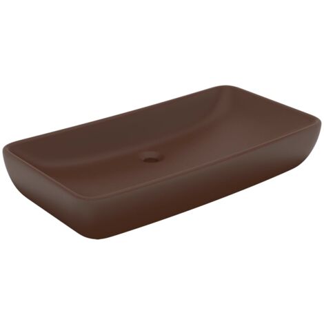 Lavabo de lujo cerámica rectangular marrón oscuro mate 71x38 cm