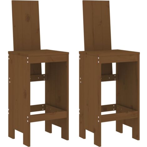 Mesa y taburetes altos de jardín 3 pzas madera pino marrón miel