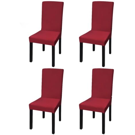 Funda de silla elástica recta 4 unidades burdeos