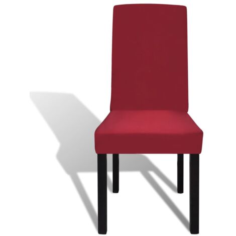 Funda de silla elástica recta 4 unidades burdeos