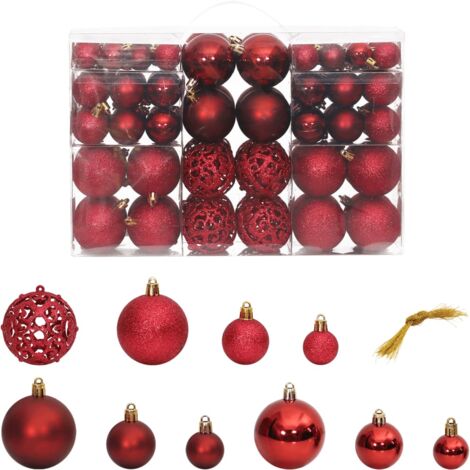 Bolas de Navidad 100 unidades rojo tinto 3 / 4 / 6 cm