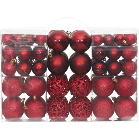 Bolas de Navidad 100 unidades rojo tinto 3 / 4 / 6 cm