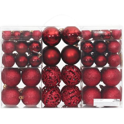 Bolas de Navidad 100 unidades rojo tinto 3 / 4 / 6 cm