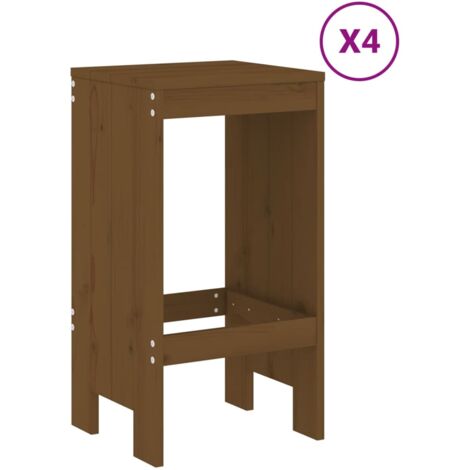 Mesa y taburetes altos de jardín 5 pzas madera pino marrón miel