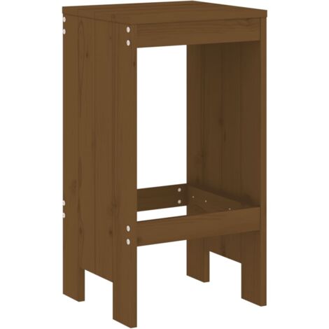 Mesa y taburetes altos de jardín 5 pzas madera pino marrón miel