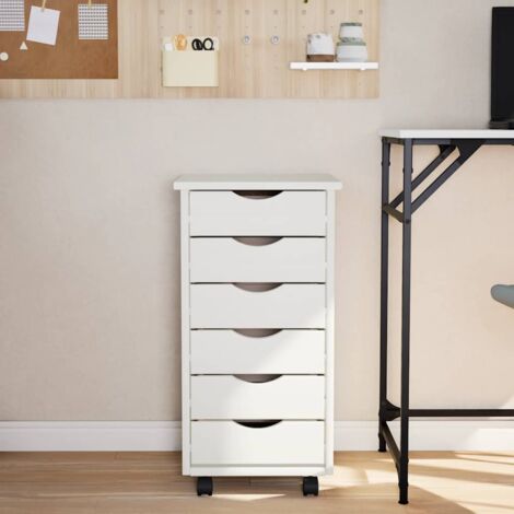 Cajonera con ruedas MOSS madera maciza de pino blanco