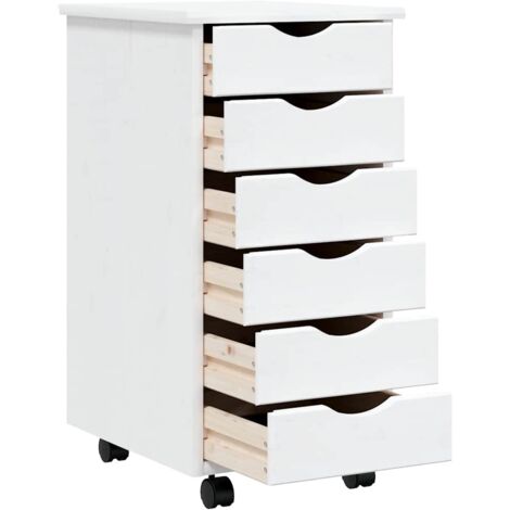 Cajonera con ruedas MOSS madera maciza de pino blanco