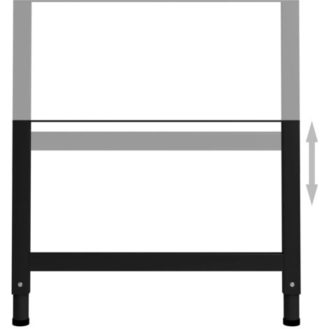 Estructura de banco de trabajo 2 uds metal 85x(69-95,5)cm negro