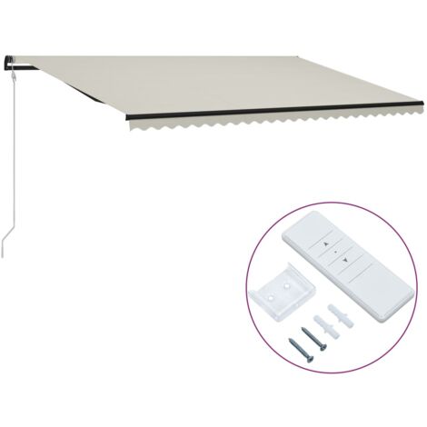 Toldo Retráctil Automático 450x350 Cm - Exterior Para Balcón O Patio, Tela Cremas, Impermeable, Con Mando A Distancia