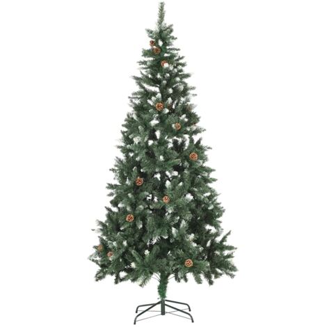 Árbol de Navidad helado con luces, bolas y piñas 210 cm