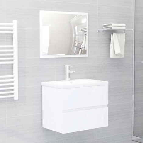 Juego de muebles de baño 2 pzas madera contrachapada blanco