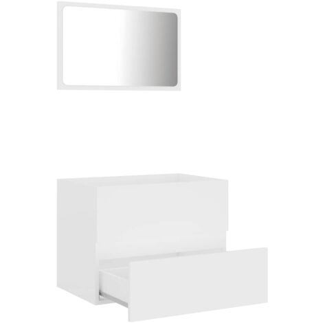 Juego de muebles de baño 2 pzas madera contrachapada blanco