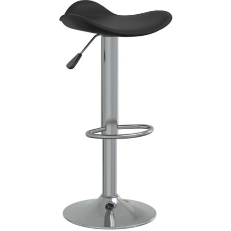 Taburete de cocina de acero cromado y cuero artificial negro