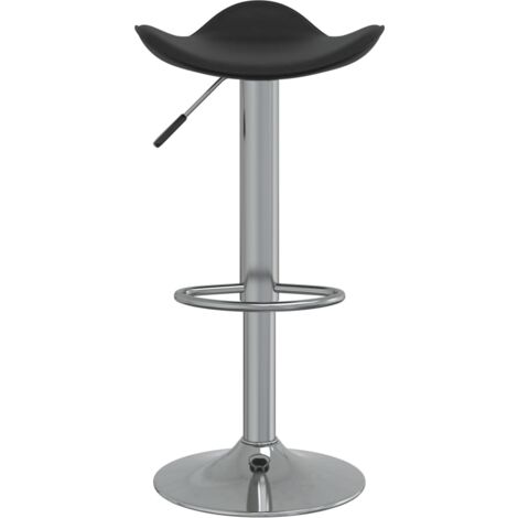 Taburete de cocina de acero cromado y cuero artificial negro