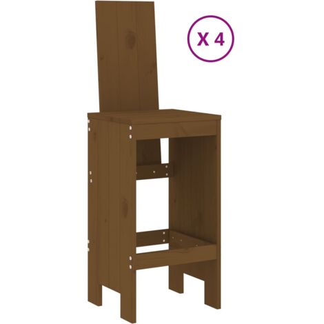 Mesa y taburetes altos de jardín 5 pzas madera pino marrón miel