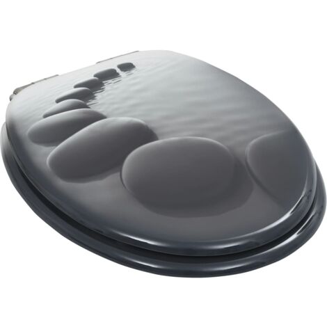 Asiento inodoro WC 2 uds tapa de cierre suave MDF diseño rocas