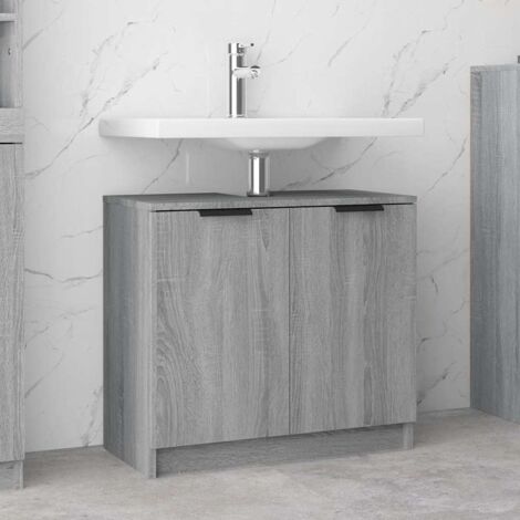Armario Con Espejo Para Baño Sonoma Gris - 65x20x60 Cm, De Madera De Ingeniería Y Metal, Montaje En Pared