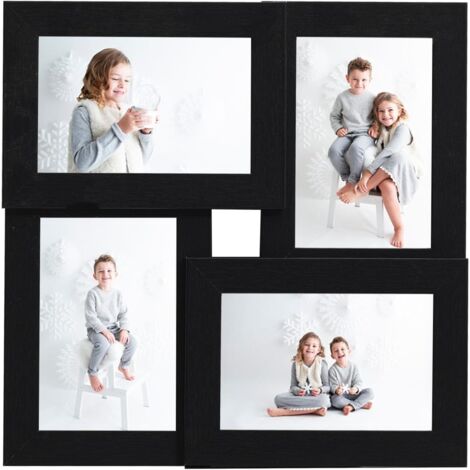 Marco de fotos collage para foto de 4x(10x15 cm) negro MDF