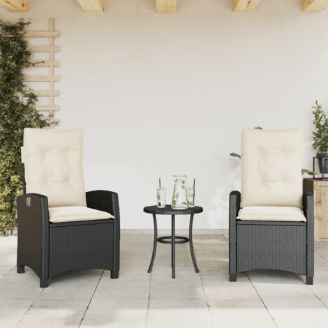 Sillones reclinable jardín cojines 2 uds ratán sintético negro (1/5)