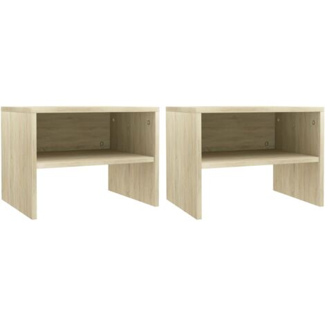 Mesitas de noche 2 uds contrachapada color roble 40x30x30 cm