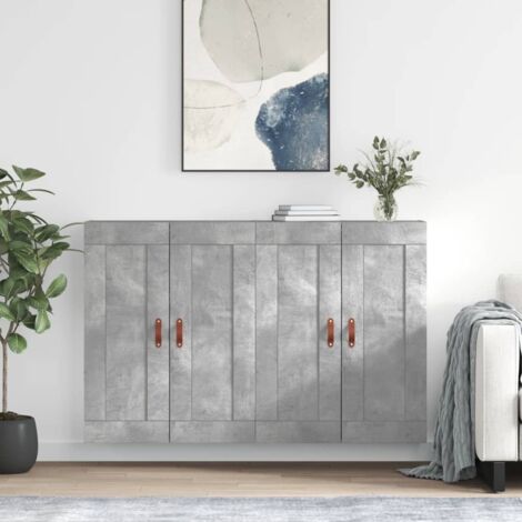 Armarios de pared 2 uds madera de ingeniería gris hormigón (1/5)