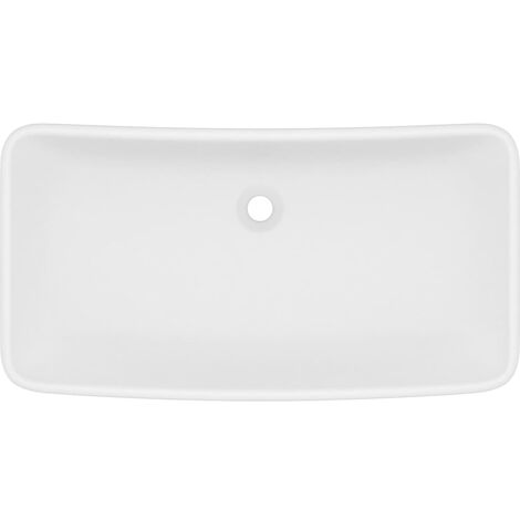 Lavabo de lujo de cerámica rectangular blanco mate 71x38 cm