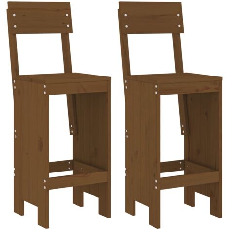 Mesa y taburetes altos de jardín 3 pzas madera pino marrón miel