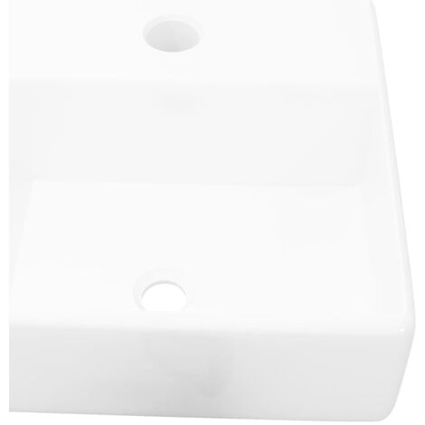 Lavabo de cerámica cuadrado orificio de grifo y desagüe blanco