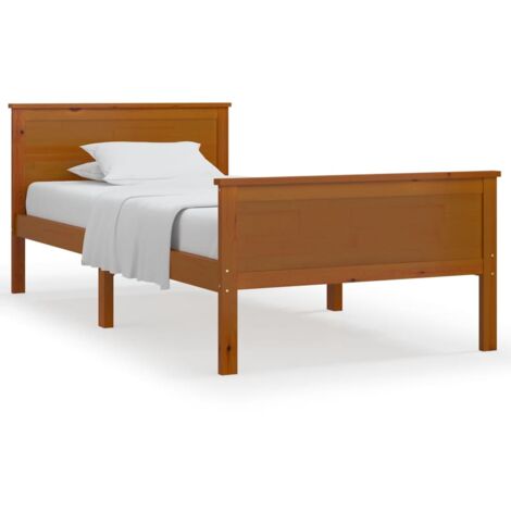 Estructura cama sin colchón madera pino marrón miel 100x200 cm