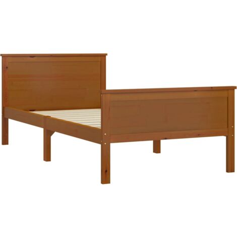 Estructura cama sin colchón madera pino marrón miel 100x200 cm