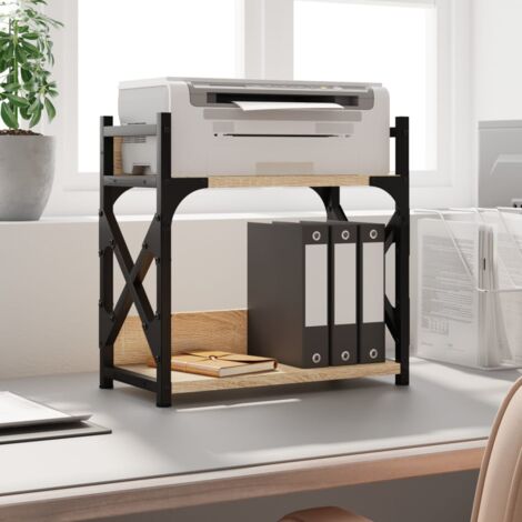VidaXL Soporte De Impresora Compacto En Roble Negro | Estantes De Almacenamiento Abiertos Madera De Calidad