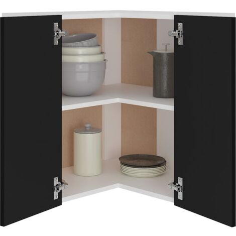 Armario colgante esquina madera de ingeniería negro 57x57x60 cm