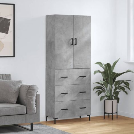 Aparador alto madera contrachapada gris hormigón 69,5x34x180 cm (1/5)