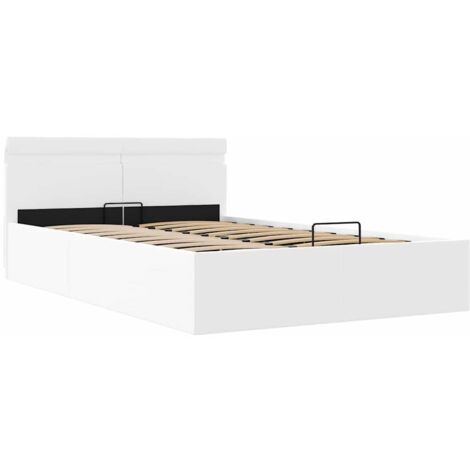 Cama canapé hidráulica con LED sin colchón blanco 140x200 cm