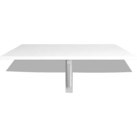 Mesa Plegable De Pared 40x50 Cm - Escritorio Compacto Blanco Con Soportes Negros, Ideal Para Espacios Pequeños