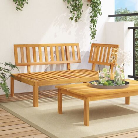 Sofá De Jardín Esquineros Madera Acacia - Con Cojines, Blanco Crema, Modular Y Resistente