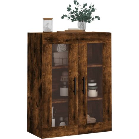 Armario de pared roble ahumado 69,5x34x90 cm